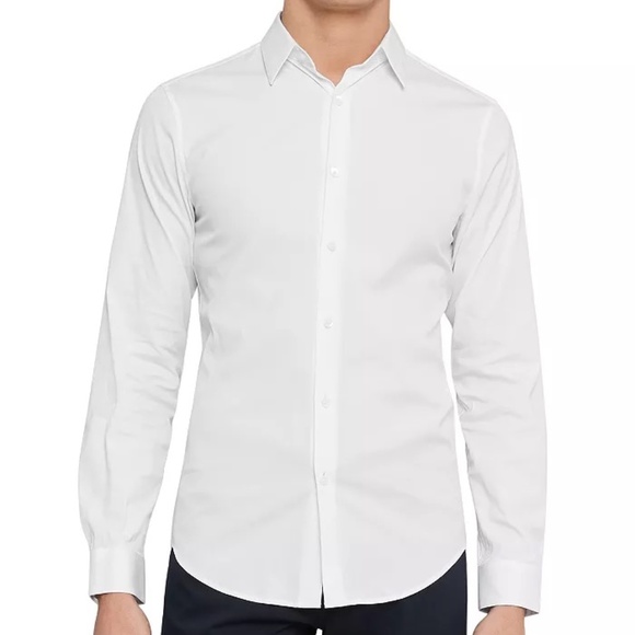 THEORY Men’s Sylvain Button Down Good Cotton Shirt White Size M L
